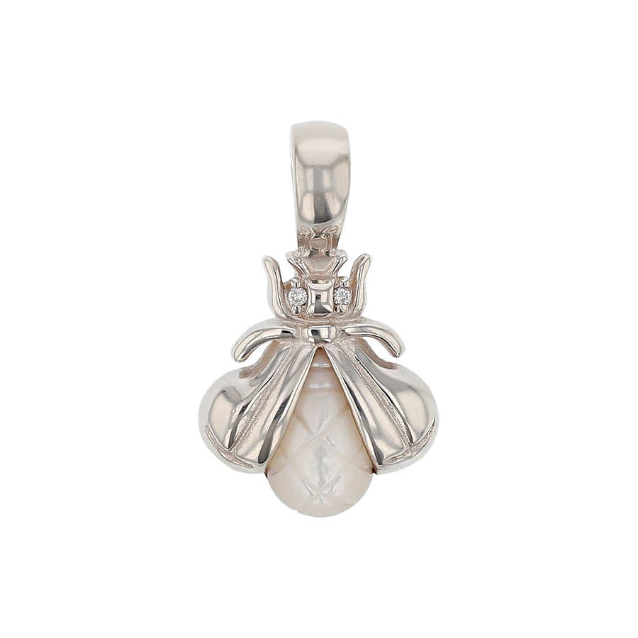 Slane Mother of Pearl and Diamond Bee Pendant in Sterling Silver