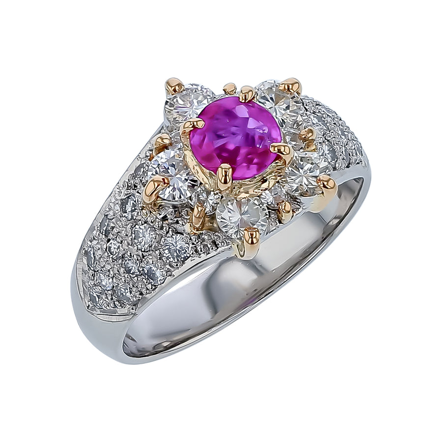 0.67ct Burma Ruby and 1.38ct Diamond Ring in Platinum, size 8