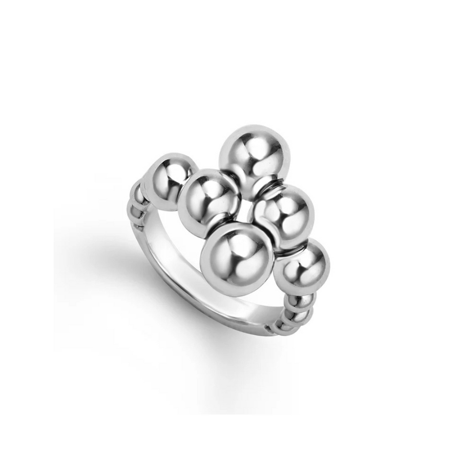 Caviar Bubbly Crossover Ring in Sterling Silver, size 7