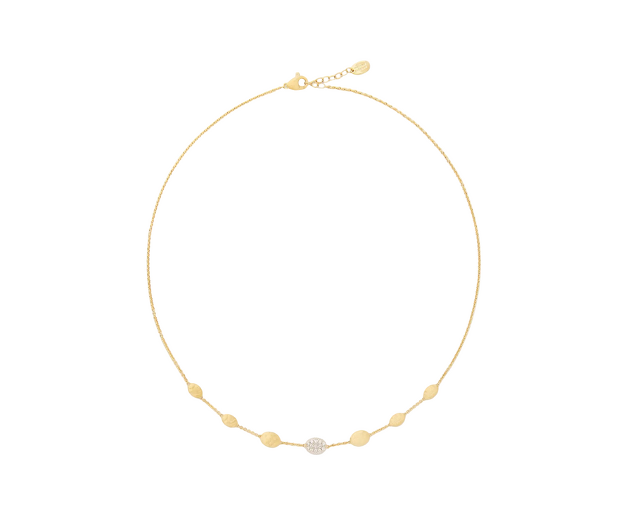 Siviglia 0.17ct Diamond 7 Station Necklace in 18K Yellow and White Gold, 16.5"