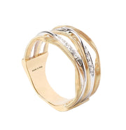Marrakech Onde 0.10ct Diamond 5 Strand Coil Ring in 18K Yellow and White Gold, size 7