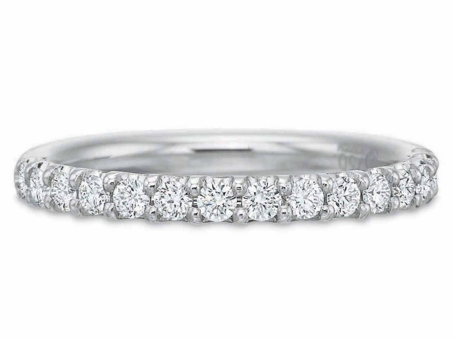Classic 0.38ct Round Diamond Comfort Fit Prong Set Band in 18K White Gold, Size 7