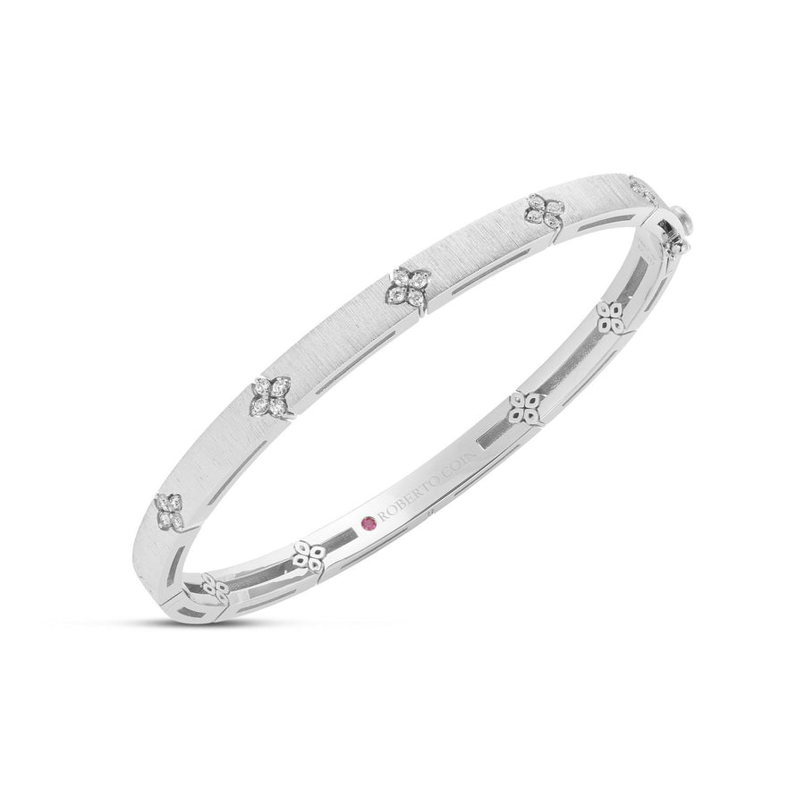 Love in Verona 0.15ct Diamond Satin Bangle Bracelet in 18K White Gold