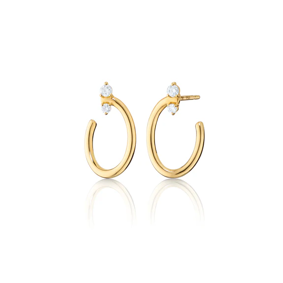 Galaxy Wrap 0.18ct Diamond Oval Hoop Earrings in 18K Yellow Gold