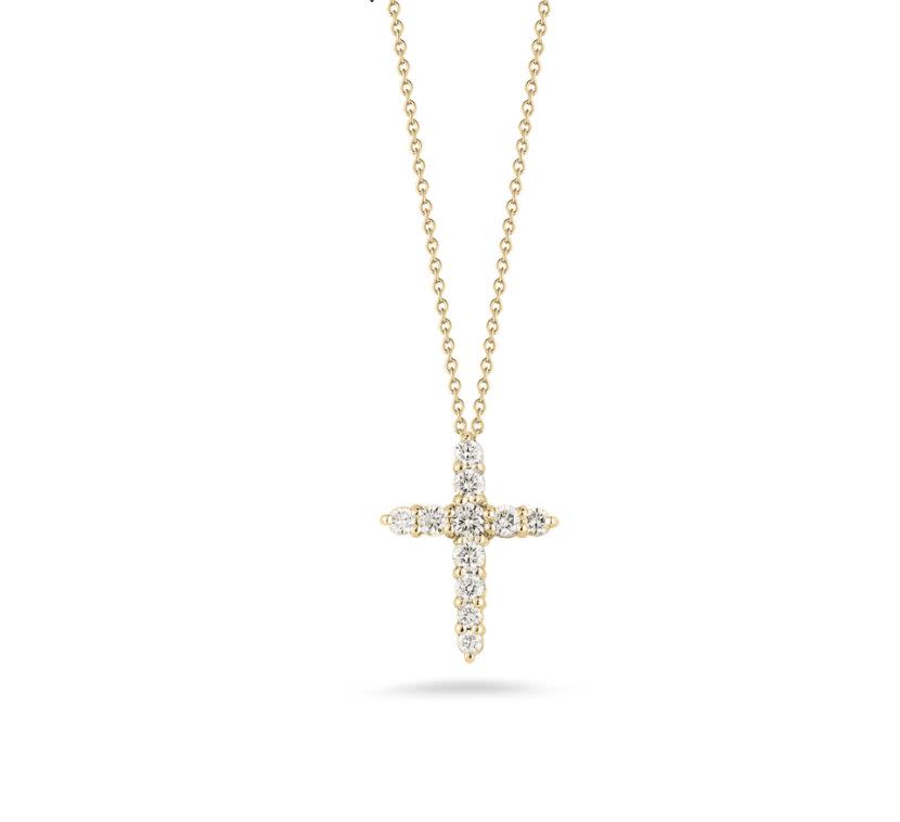 Tiny Treasures 0.45ct Diamond Cross Pendant in 18K Yellow Gold, 18" chain