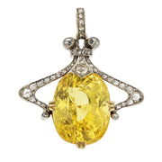 Yellow Sapphire and Diamond Pendant in Platinum and 18K Yellow Gold