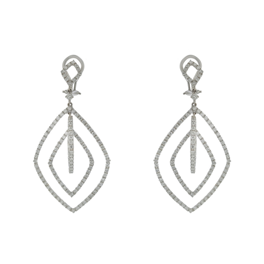 2.51ct Diamond Concentric Drop Earrings in 18K White Gold