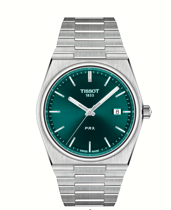 40mm PRX Watch with Green Dial in Stainless Steel, Bracelet
