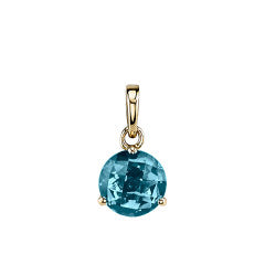 2.11ct 8mm Round London Blue Topaz (Irradiated) 3 Prong Pendant in 14K Yellow Gold on 18" Chain