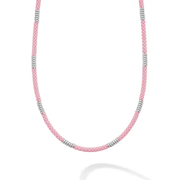 Pink Ceramic Station Necklace in Sterling Silver and Ceramic, 18"