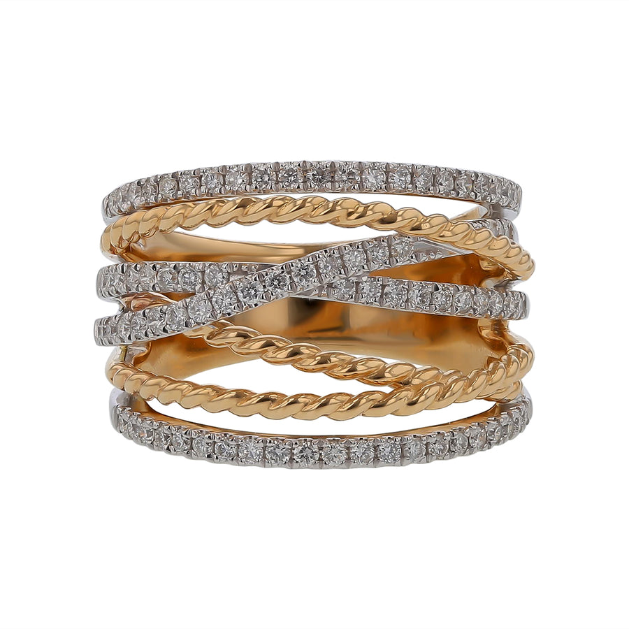 0.54ct Diamond Wide Prong Set Band in 14K Yellow and White Gold, Size 6
