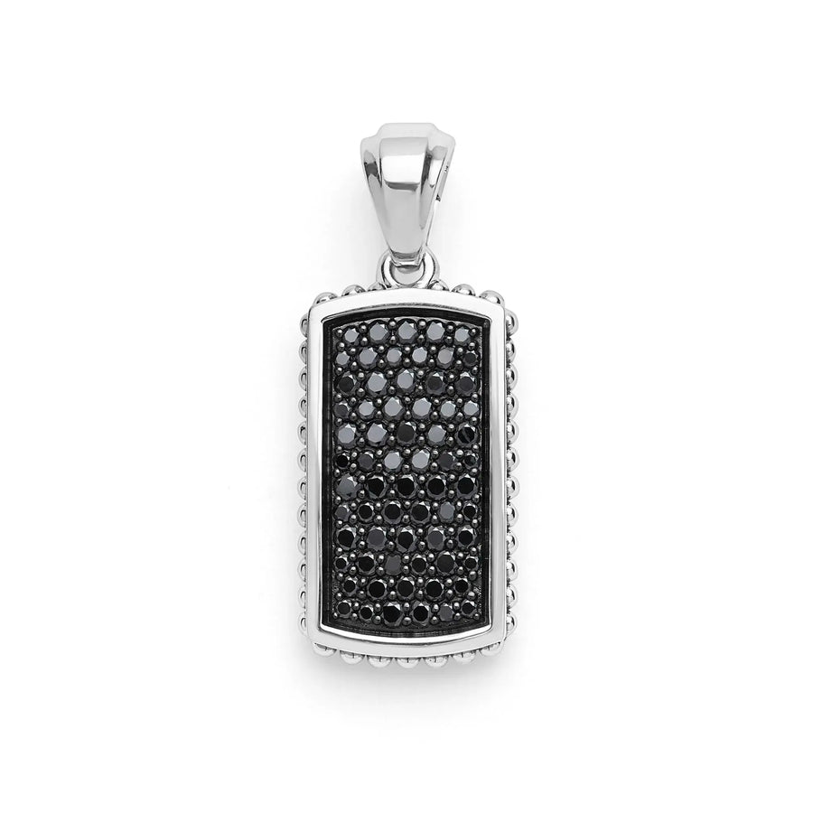 Anthem Black Diamond 34x14mm ID Tag Pendant in Sterling Silver
