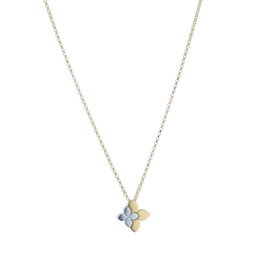 Tiny Princess 0.09ct Diamond Necklace in 18K Yellow and White Gold, 17" chain