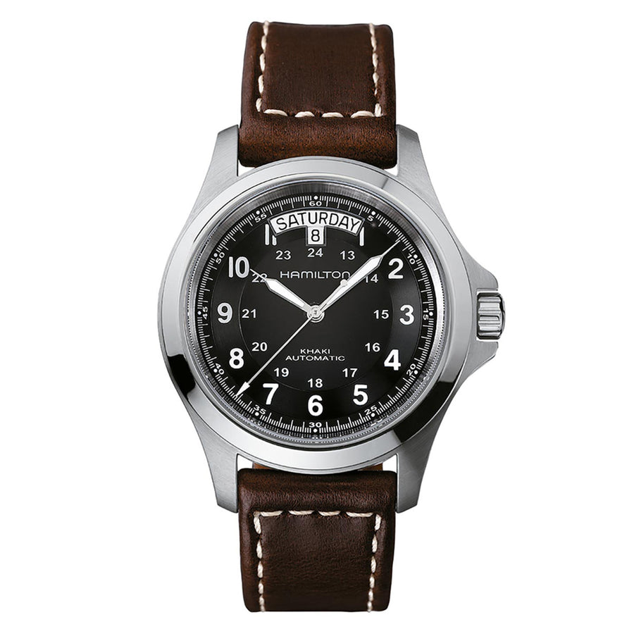40mm Khaki Field King Automatic Watch with Black Dial in Stainless Steel, Strap