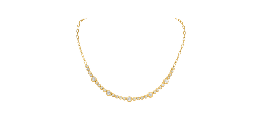Moonlight 2.25ct Diamond Semi Line Necklace in 18K Yellow Gold, 16"