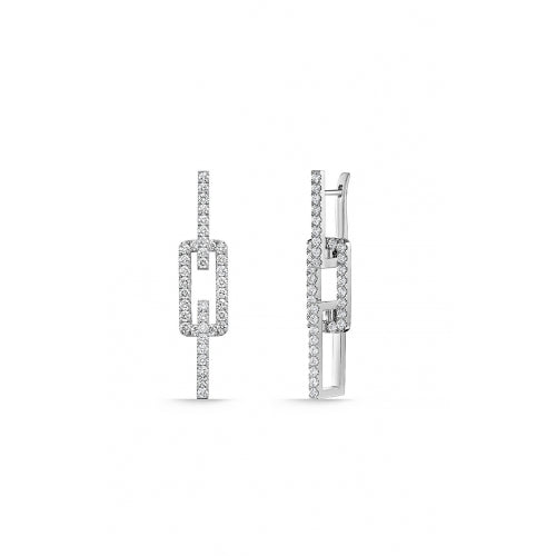 Essential Diamond Rectangle Drop Earrings in 18K White Gold