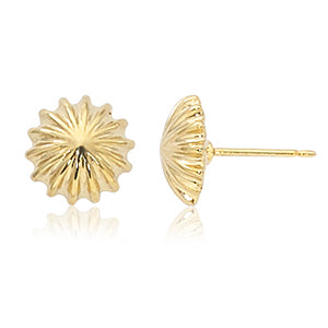 10mm Scalloped Studs in 14K Yellow Gold