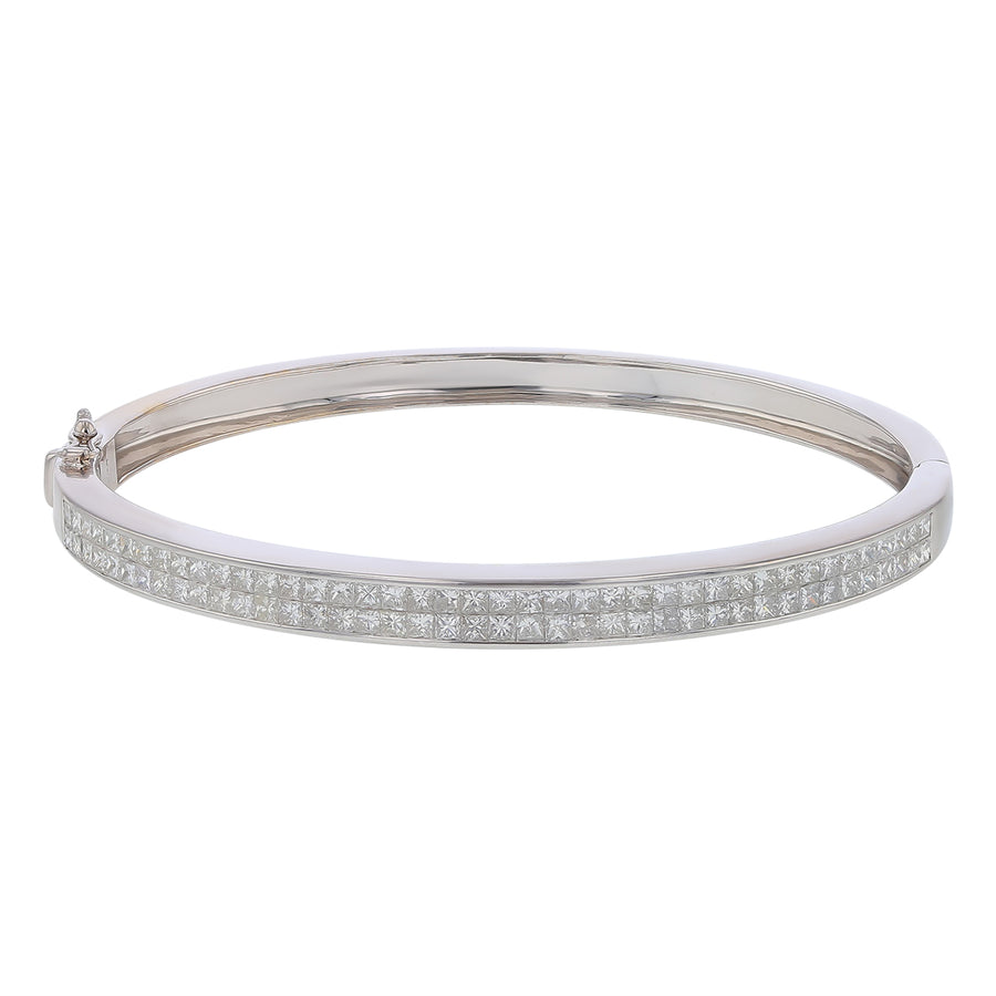 3.68ct Princess Cut Diamonds Bangle in 14k White Gold