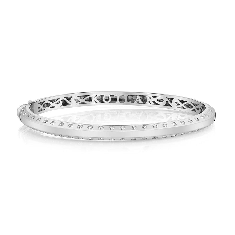 18K White Gold and 0.86ct Diamonds Burnish Bevel Bangle