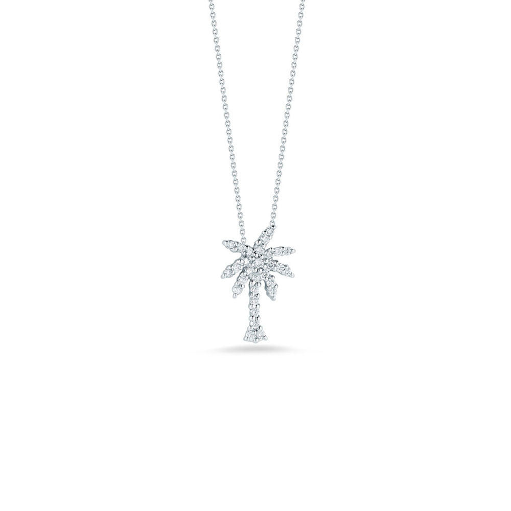 Tiny Treasures Diamond Palm Tree Pendant in 18K White Gold, 18in