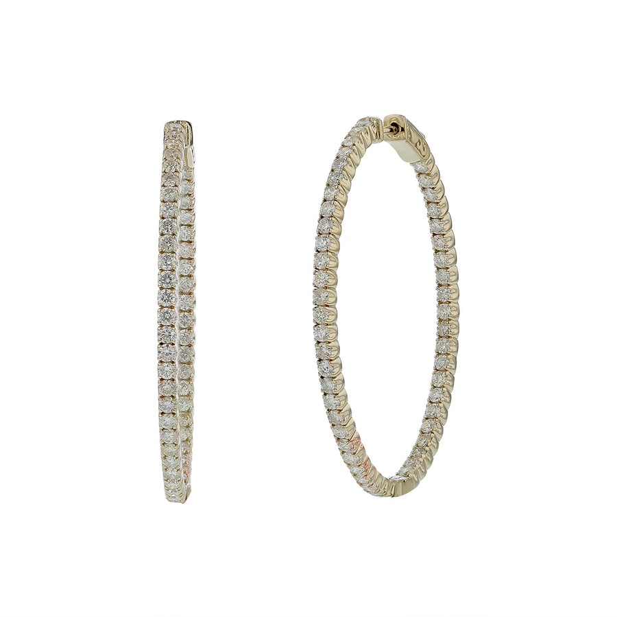 3.00ct Diamond Oval Inside/Out Hoop Earrings in 14K White Gold
