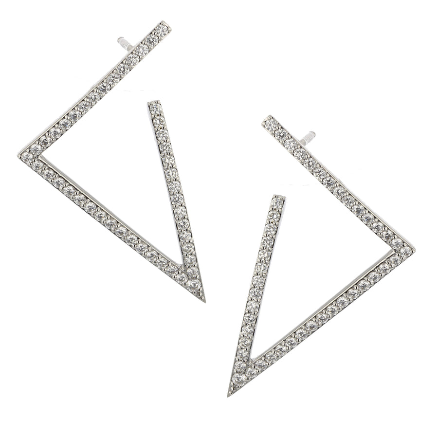 Classic 0.83ct Diamond Triangle Earrings in 18K White Gold