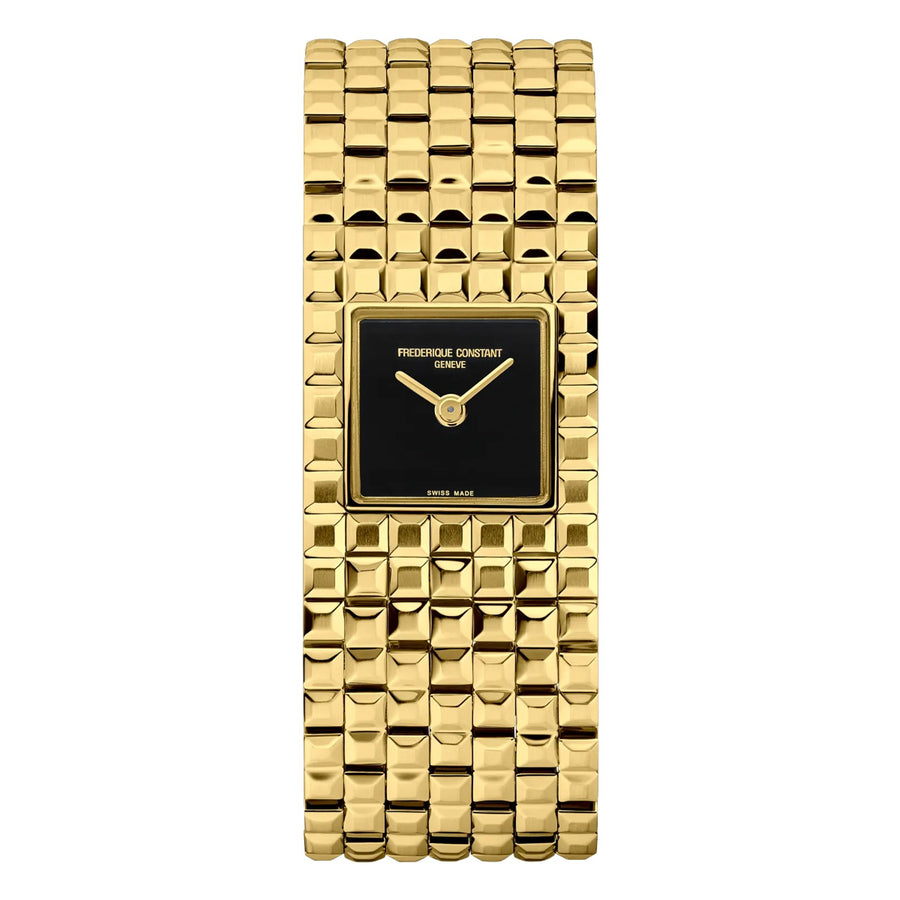 26x20mm Classics Manchette Watch with Black Dial in Gold-Tone Stainless Steel, Bracelet