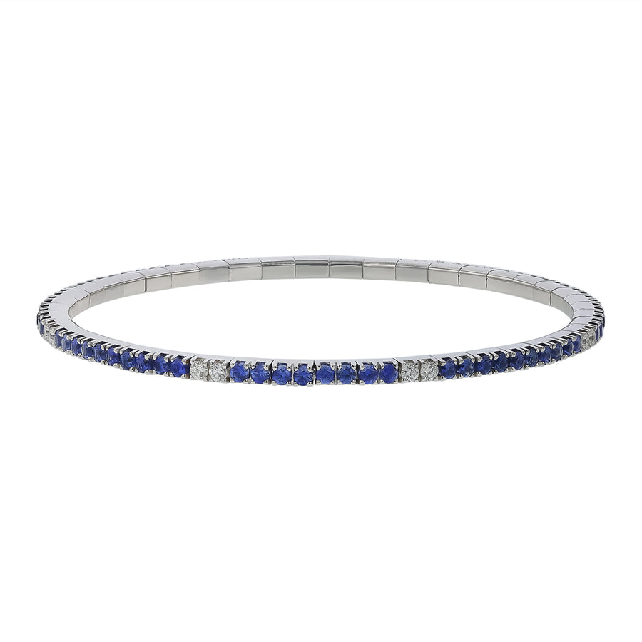 2.17ct Sapphire and 0.42ct Diamond Alternating Tennis Bracelet in 18K White Gold