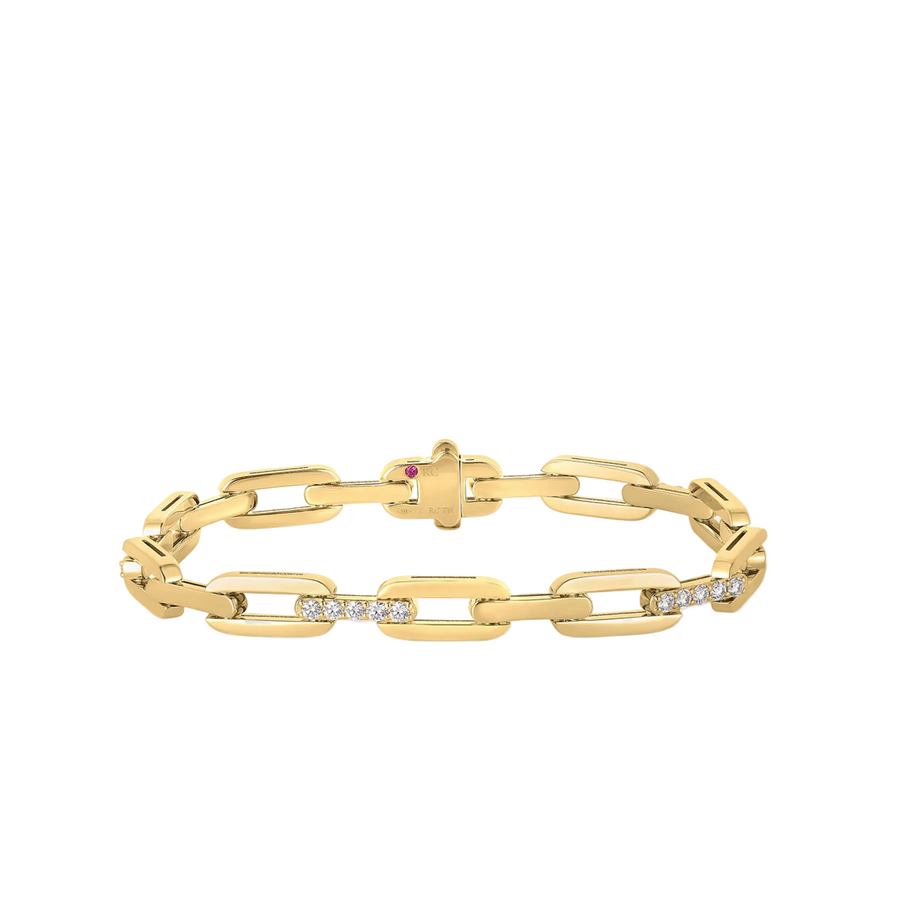 Navarra 0.80ct Diamond GH/SI Link Bracelet in 18K Yellow Gold, 7"