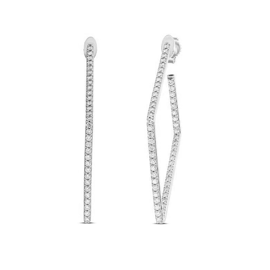 1.25ct Diamond Hoop Earrings in 18K White Gold