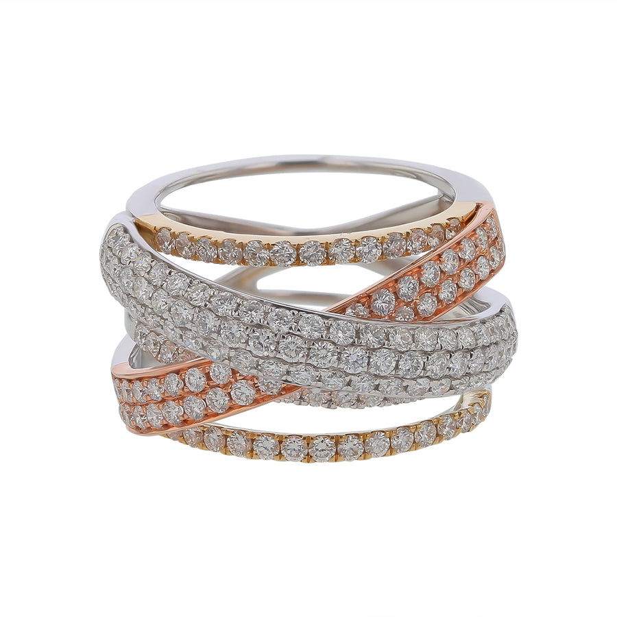 1.96ct Diamond Ring in 14K Yellow, White, and Rose Gold, Size 7