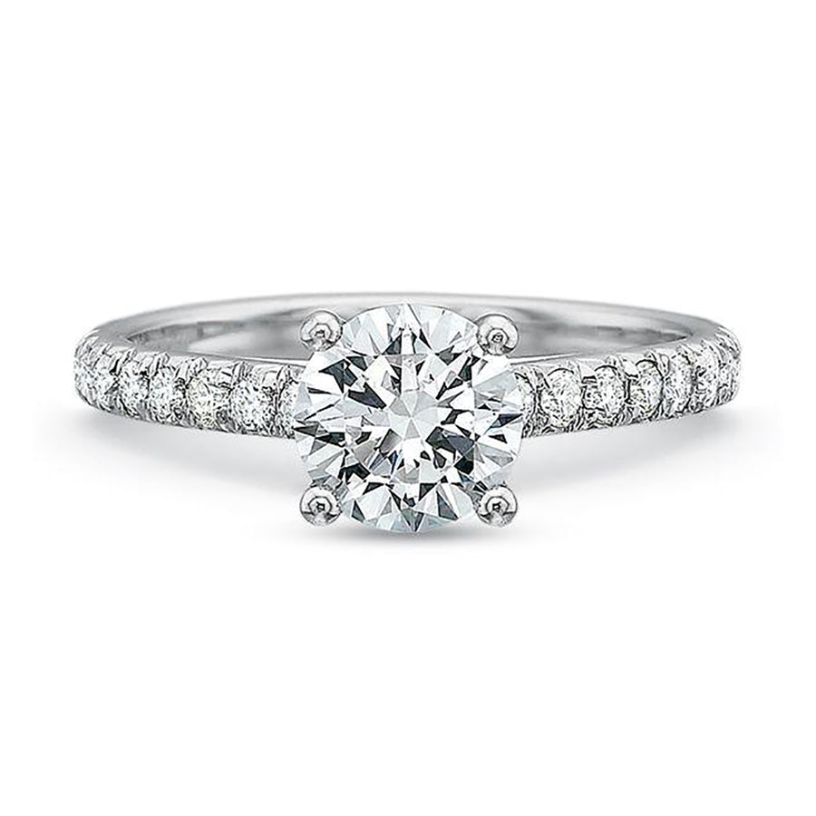 New Aire 0.40ct Diamond Shared Prong Ring Semi Mount in 18K White Gold and Platinum