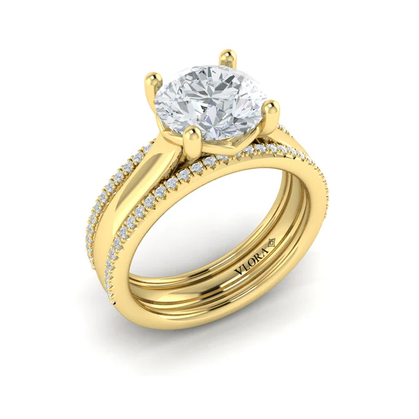 0.27ct Diamond Triple Band Ring Semi Mount in 18K Yellow Gold, size 6.5