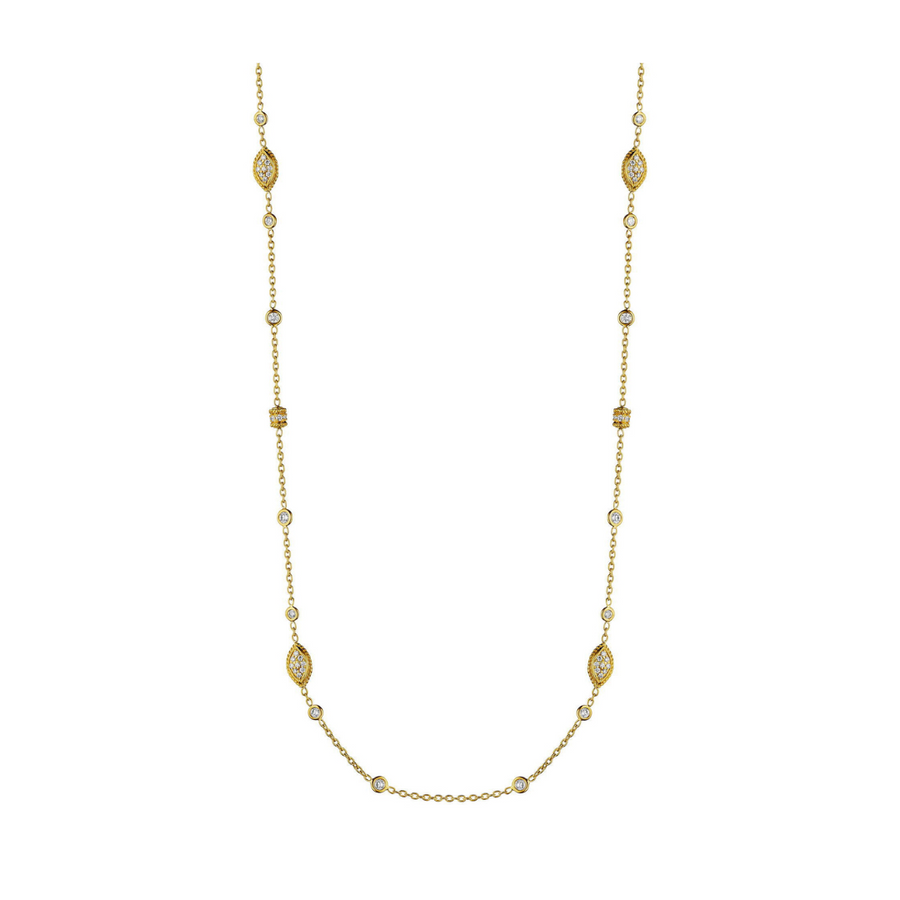 1.05ct Diamond Multi-Shaped Stations Necklace in 18K Yellow Gold, 18"