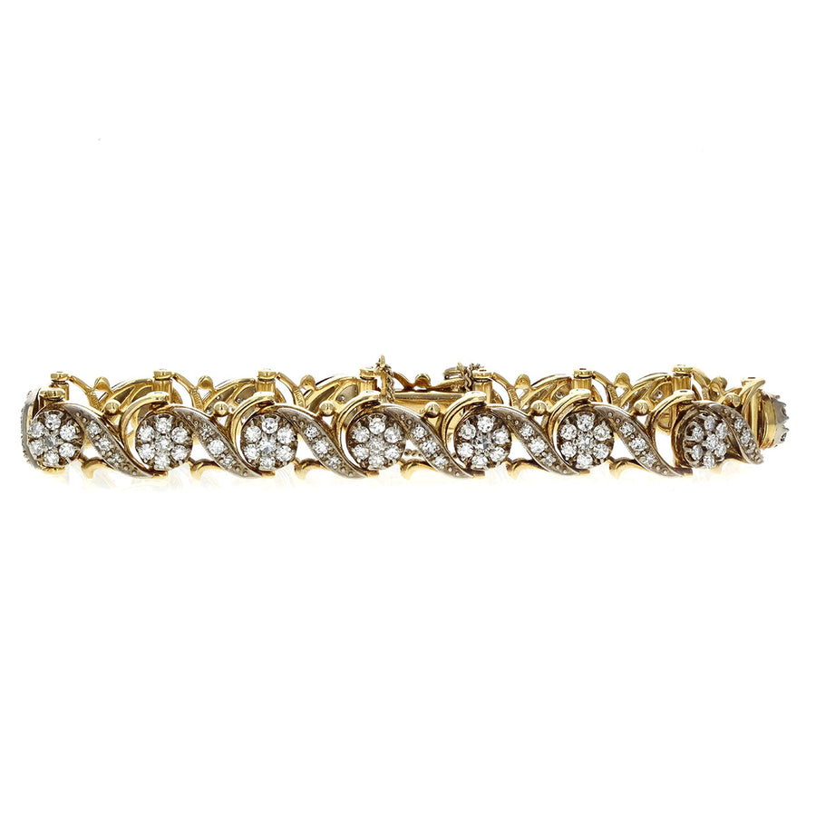 2.64ct Single Cut Diamond and 0.66ct Full Cut Diamond Bracelet in 18k Yellow Gold