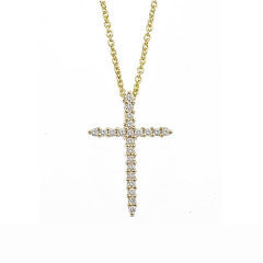 Tiny Treasure Diamond Cross Pendant in 18K Yellow Gold, 16-18in