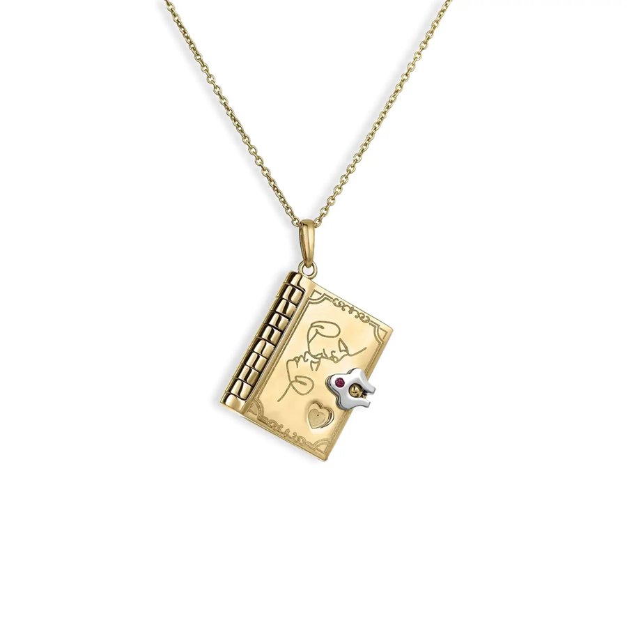 Tiny Treasure Love Book Pendant in 18K Yellow and White Gold, 18" chain