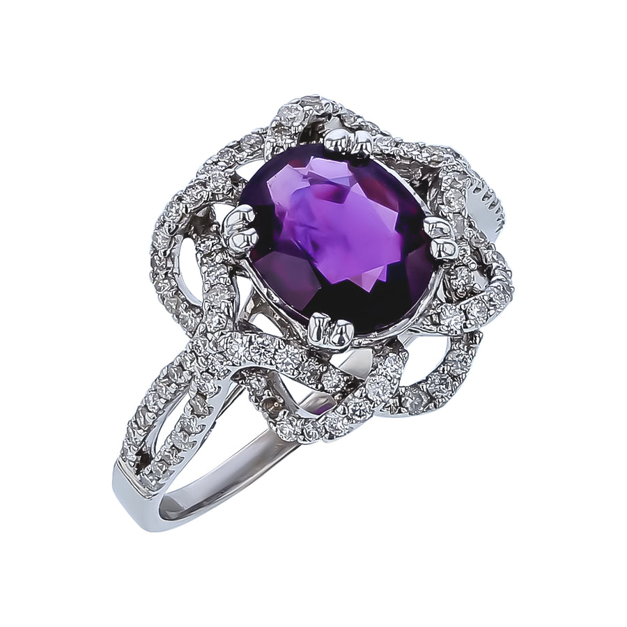 1.73ct Thai Ruby and 0.49ct Diamond Ring in 18K White Gold, size 4.75