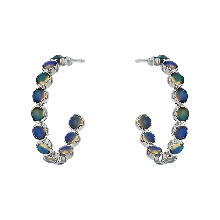 1.96ct Opal Inside Out Hoop Earrings in 14K White Gold