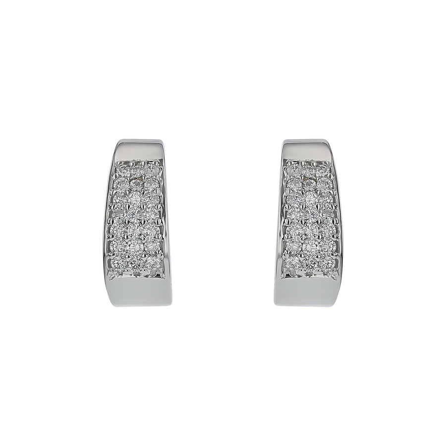 0.84ct Diamond Huggie Hoop Earrings in 14K White Gold