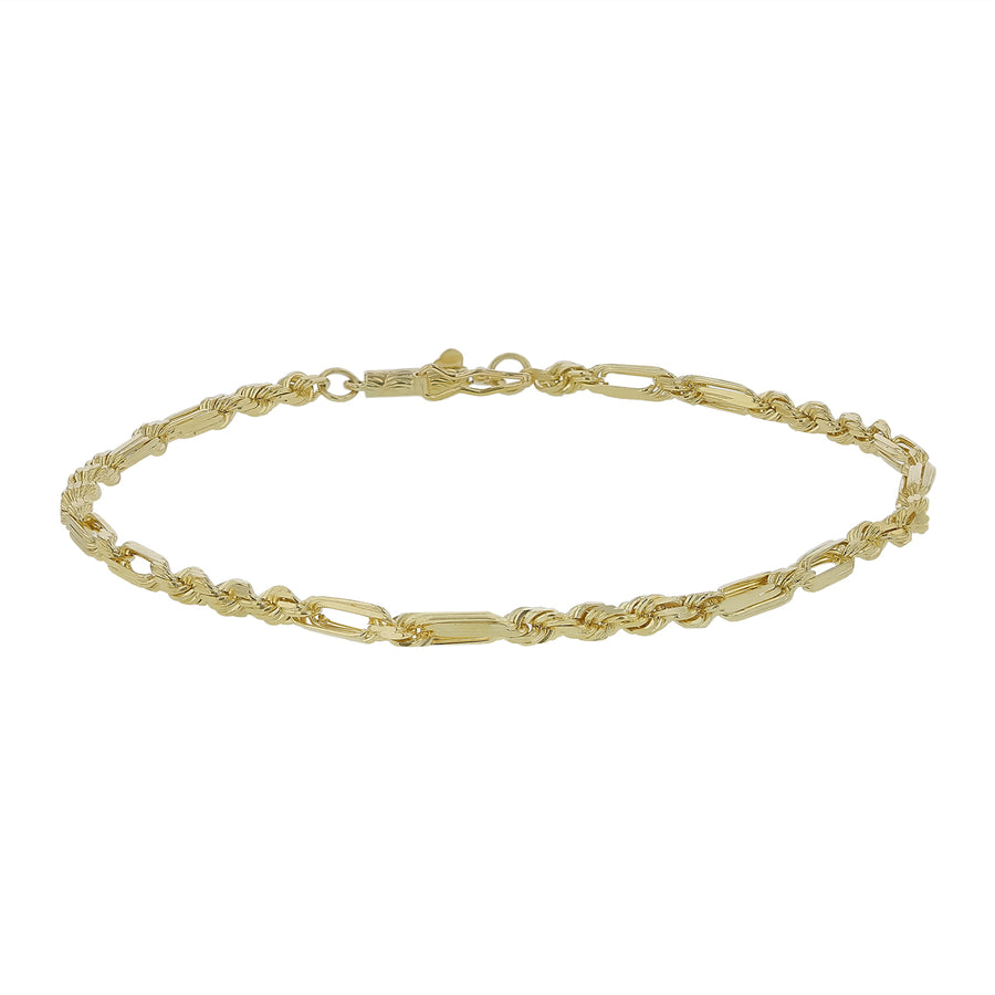 Fancy Twist Rope Bracelet in 14K Yellow Gold, 8"