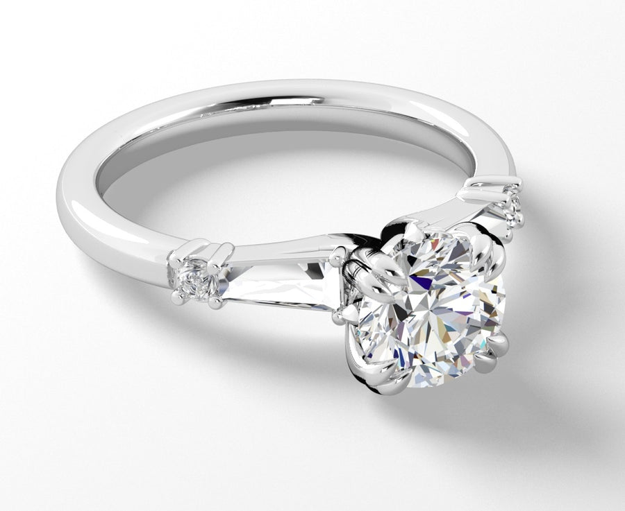 0.37ct Diamond Double 4 Prong Ring Semi Mount in Platinum for 1.50ct Round Center