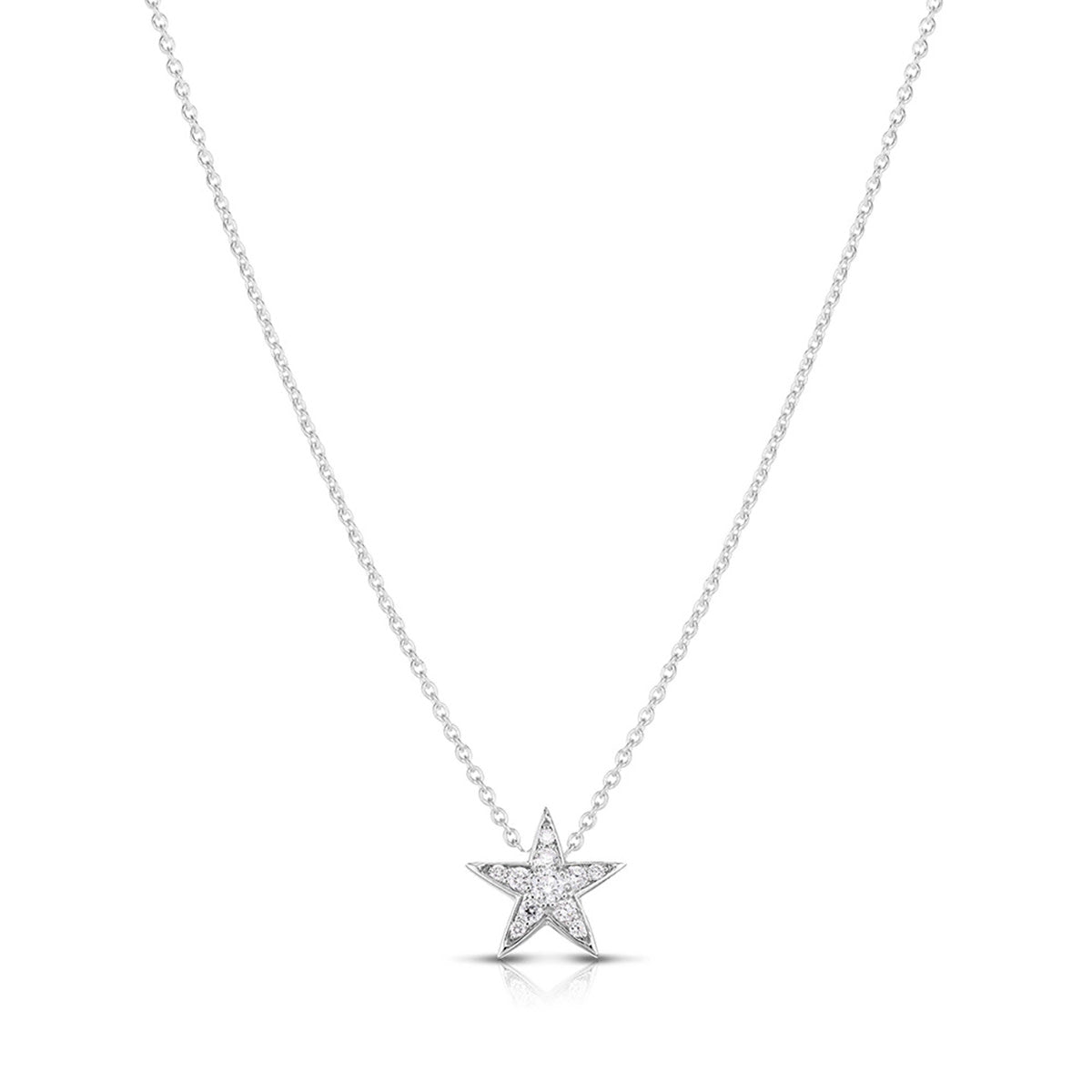 Tiny Treasures Diamond Star Necklace in 18K White Gold, 18in