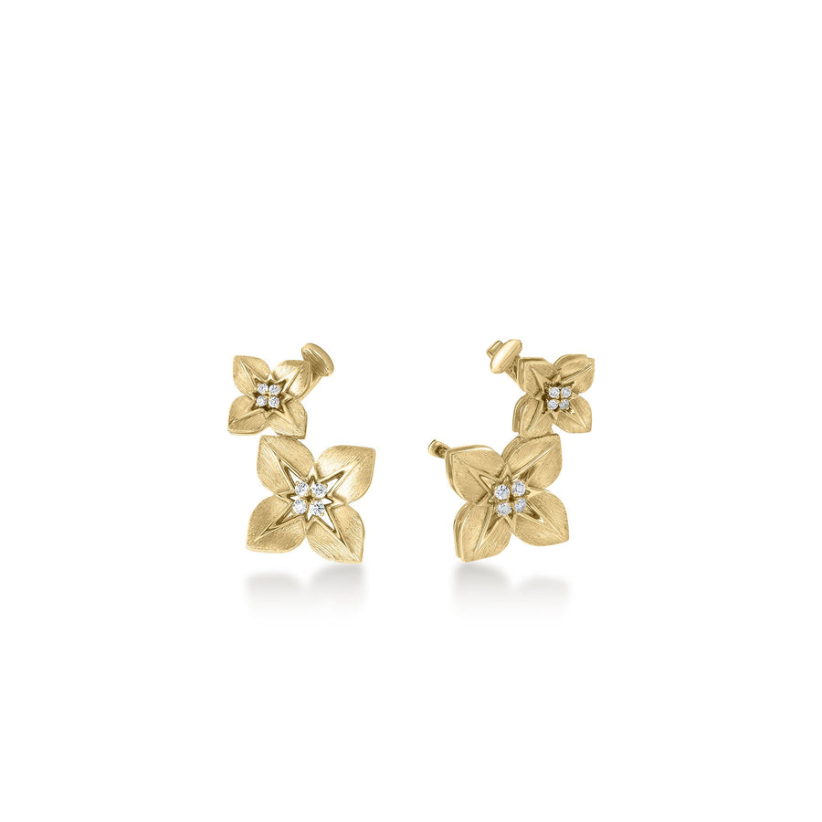 Aurora 0.08ct Diamond Climber Earrings in 18K Yellow and White Gold