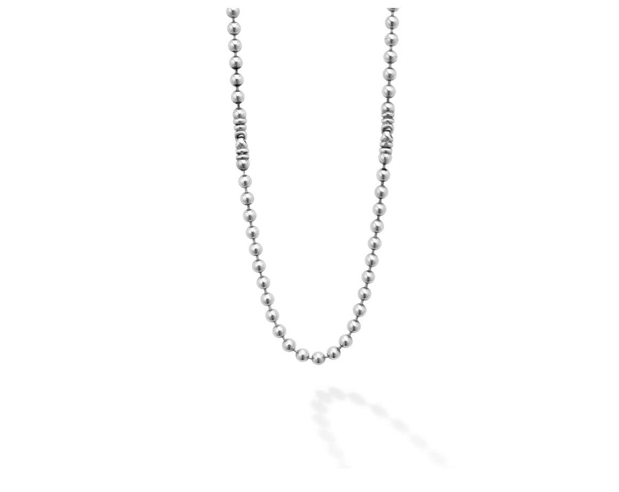 Anthem Two Station Ball Chain Necklace in sterling Silver, 24in
