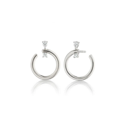 Galaxy 0.53ct Round and Pear Shape White Sapphire Wrap Midi Hoop Earrings in Sterling Silver