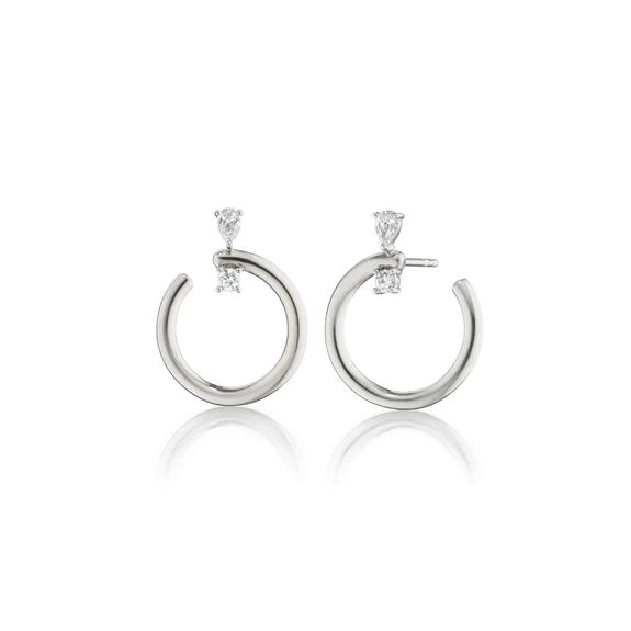 Galaxy 0.53ct Round and Pear Shape White Sapphire Wrap Midi Hoop Earrings in Sterling Silver