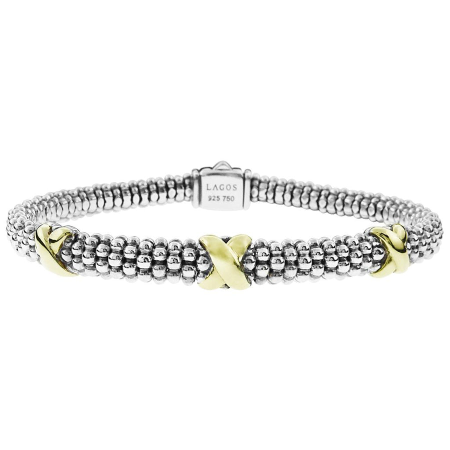 6mm Three Station X Caviar Bracelet