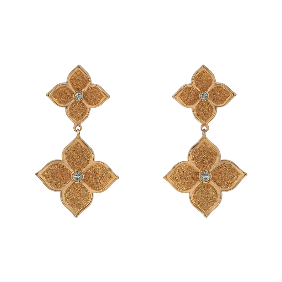 Lotus 0.12ct Diamond Floral Drop Earrings in 18K Rose Gold