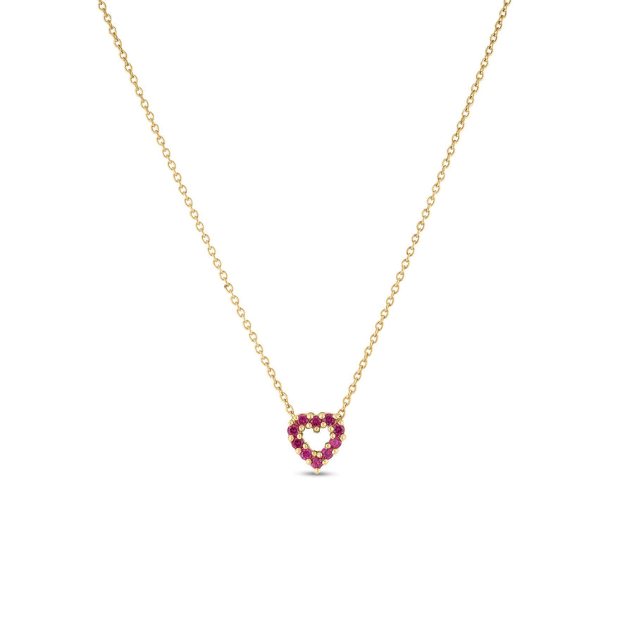 Tiny Treasures 0.10ct Diamond and 0.10ct Rubies Reversible Heart Pendant in 18K Yellow Gold, 16-18" chain